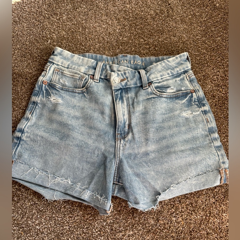 American Eagle Outfitters Light Blue Distressed Jean Shorts